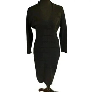 Frank Lyman Design Holiday Black Sweater Dress w/ Silver Sparkles, size Medium